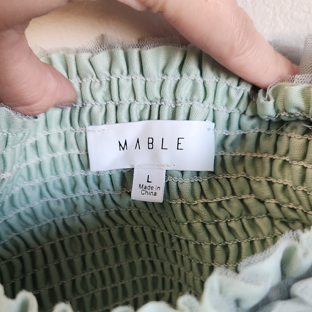 Mable Soft Blue Green Ruffled Whimsical Blouse - Picture 3 of 9